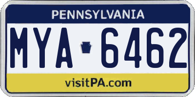 PA license plate MYA6462