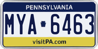 PA license plate MYA6463