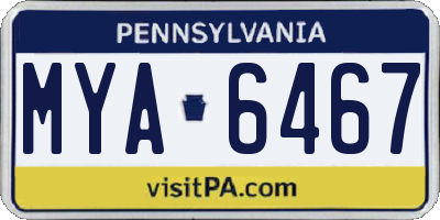 PA license plate MYA6467