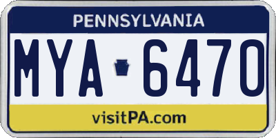PA license plate MYA6470