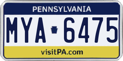 PA license plate MYA6475