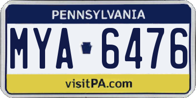 PA license plate MYA6476