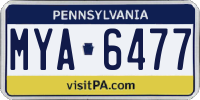 PA license plate MYA6477