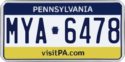 PA license plate MYA6478