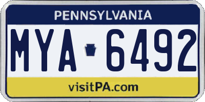 PA license plate MYA6492