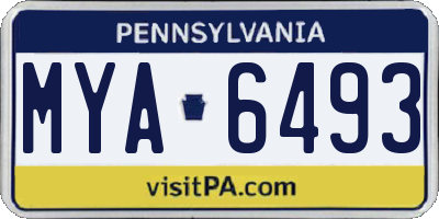 PA license plate MYA6493