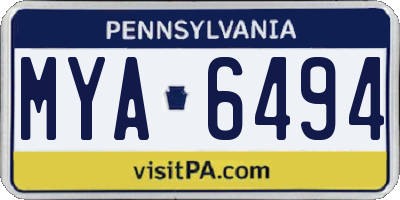 PA license plate MYA6494
