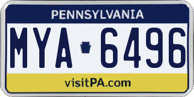 PA license plate MYA6496