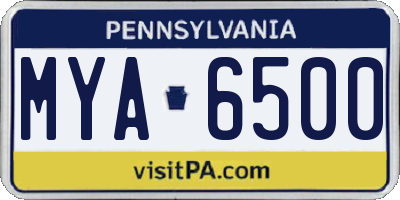 PA license plate MYA6500
