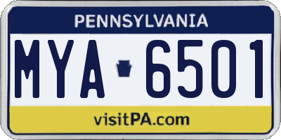 PA license plate MYA6501