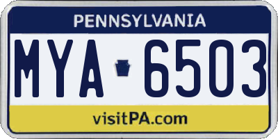 PA license plate MYA6503