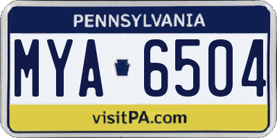 PA license plate MYA6504