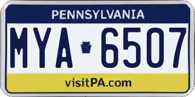 PA license plate MYA6507