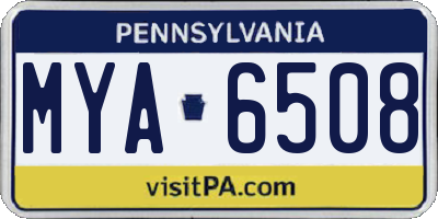 PA license plate MYA6508