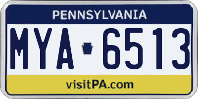 PA license plate MYA6513