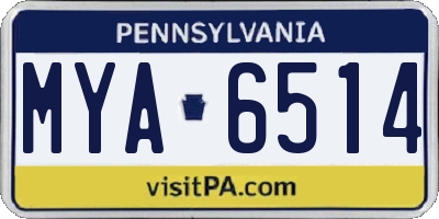 PA license plate MYA6514