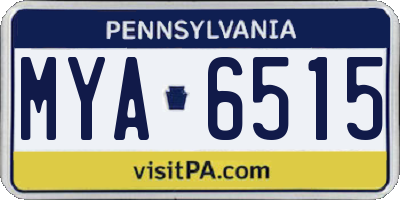 PA license plate MYA6515