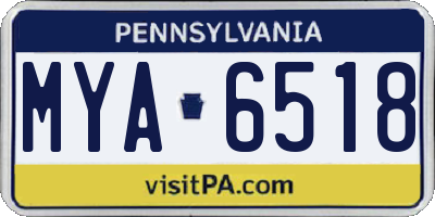 PA license plate MYA6518
