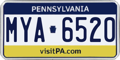 PA license plate MYA6520