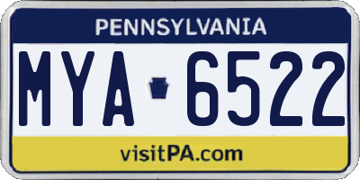 PA license plate MYA6522