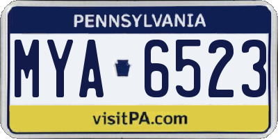 PA license plate MYA6523