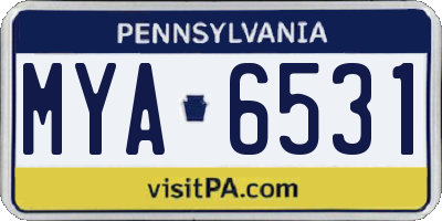 PA license plate MYA6531