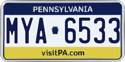PA license plate MYA6533