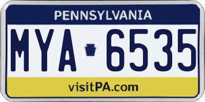 PA license plate MYA6535