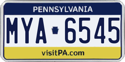 PA license plate MYA6545