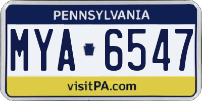 PA license plate MYA6547