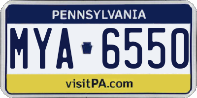 PA license plate MYA6550