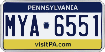 PA license plate MYA6551