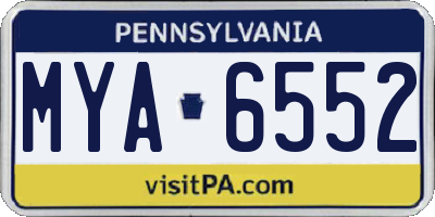 PA license plate MYA6552