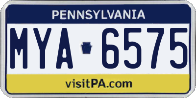 PA license plate MYA6575