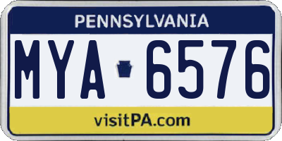 PA license plate MYA6576