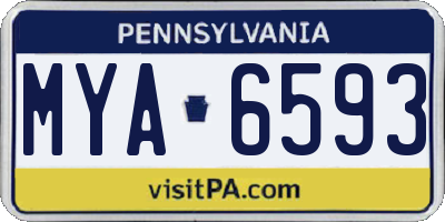 PA license plate MYA6593