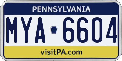 PA license plate MYA6604