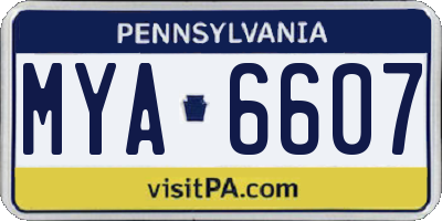 PA license plate MYA6607