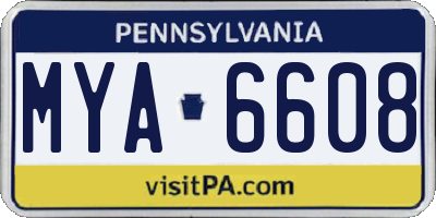 PA license plate MYA6608
