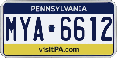 PA license plate MYA6612