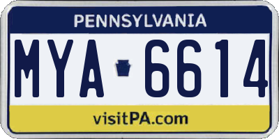PA license plate MYA6614