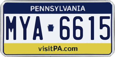 PA license plate MYA6615