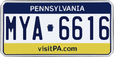PA license plate MYA6616