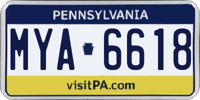 PA license plate MYA6618