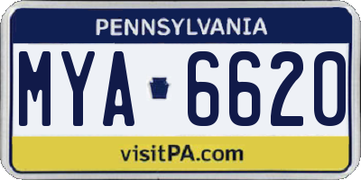 PA license plate MYA6620