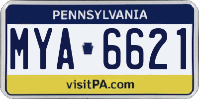 PA license plate MYA6621