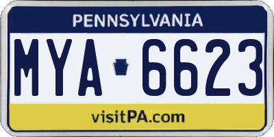 PA license plate MYA6623