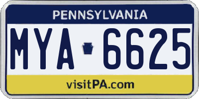 PA license plate MYA6625