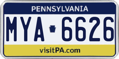PA license plate MYA6626
