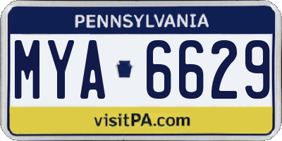 PA license plate MYA6629